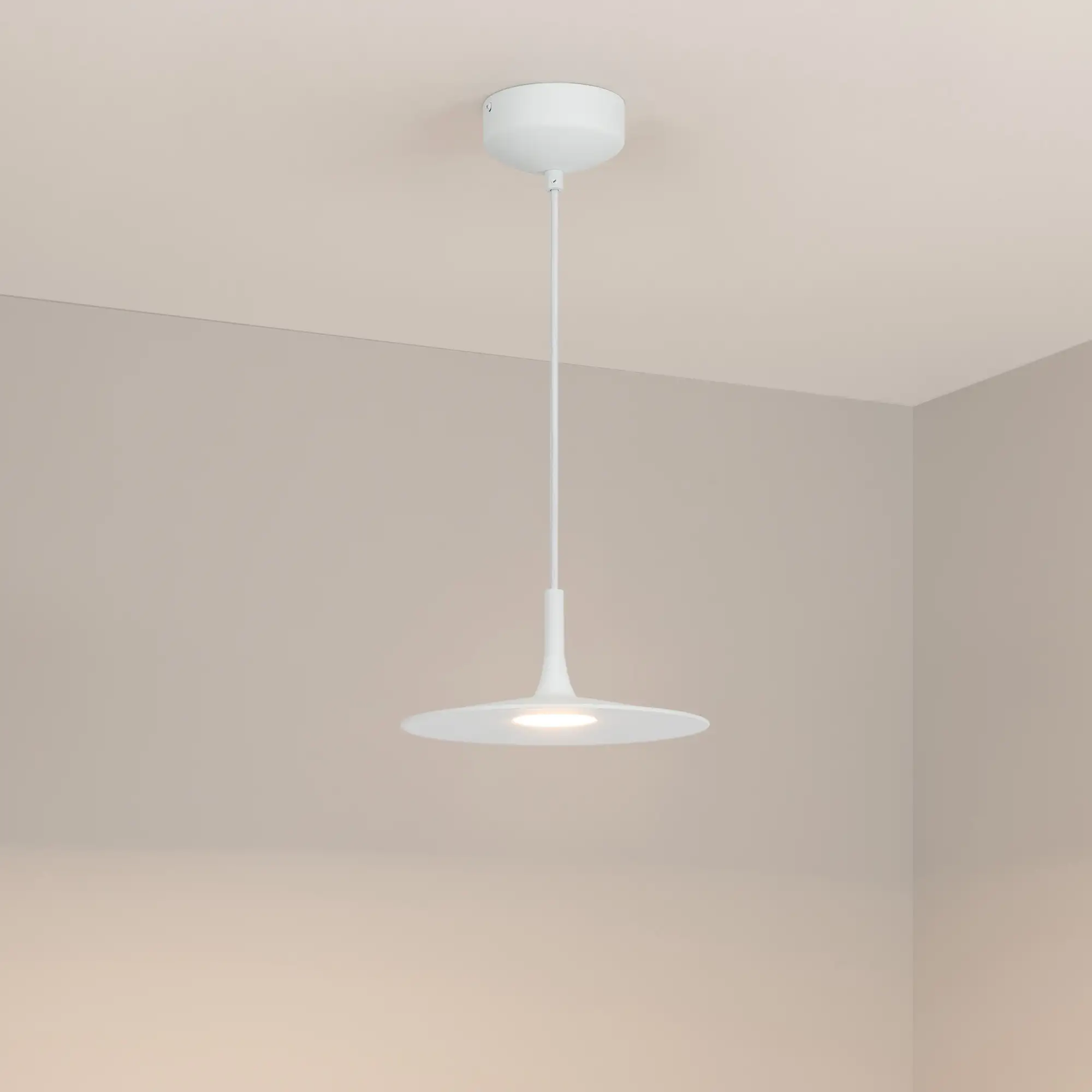 SP-FIORE-R250 Светильник подвесной LED 8W 4000K 525lm Ra>90, металл white, D250mm H108mm Sp1500mm, A